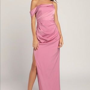 Revel in the Romance Dusty Rose Off-The-Shoulder Maxi Dress